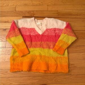 Anthropologie Color Block Fleece Sweater Size Large